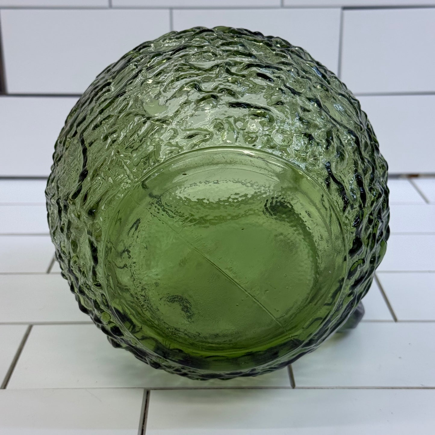 Anchor Hocking Lido Milano Avocado Green Glass Pitcher 1970s