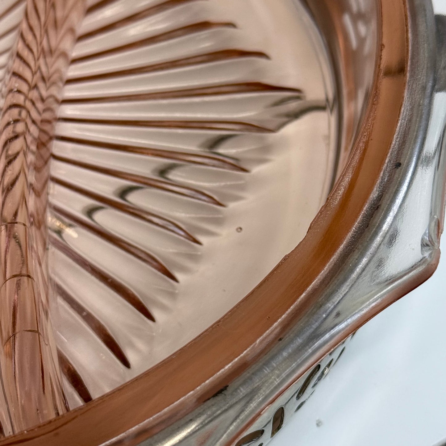 Pink Depression Glass Divided Relish Tray Carrier