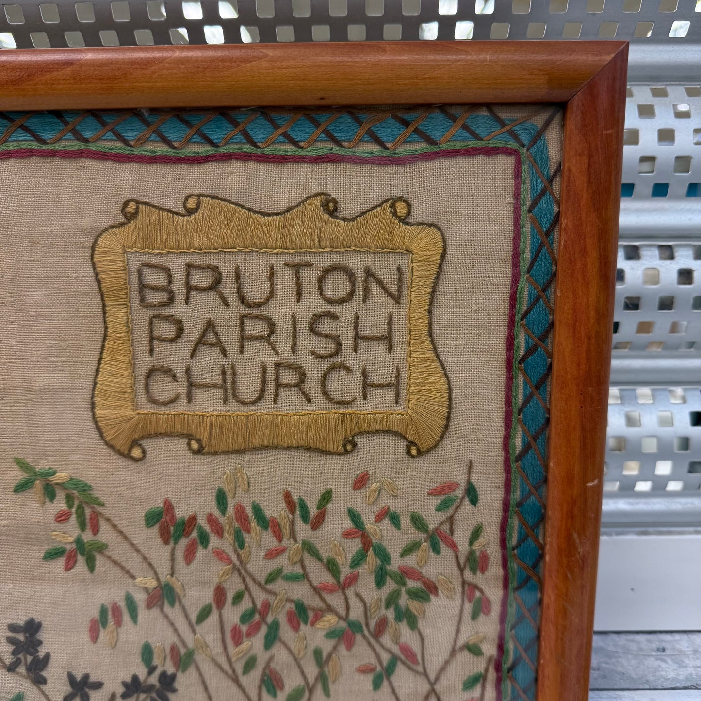 Old Williamsburg Bruton Parish Church Framed Embroidery Art
