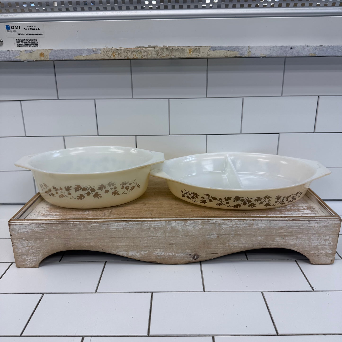 Pyrex Golden Acorn Casserole Dishes Set of 2 Vintage Glass