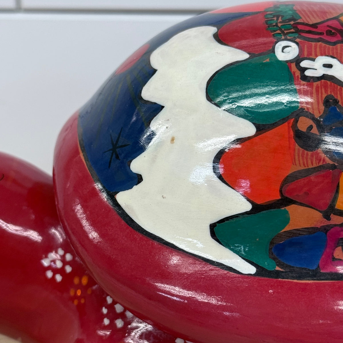 Mexican Folk Art Turtle Ceramic Trinket Box with Lid