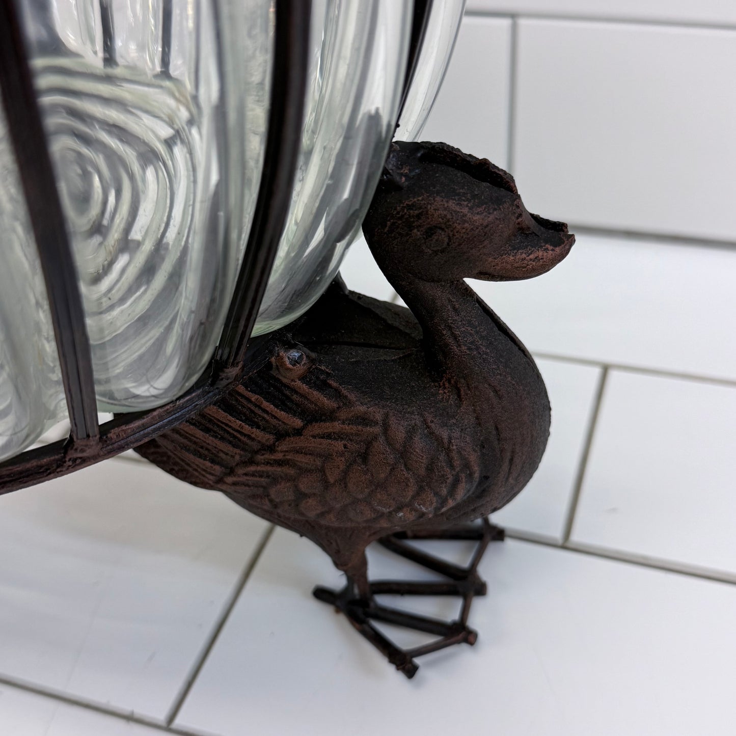Duck Footed Planter Centerpiece with Glass Bowl