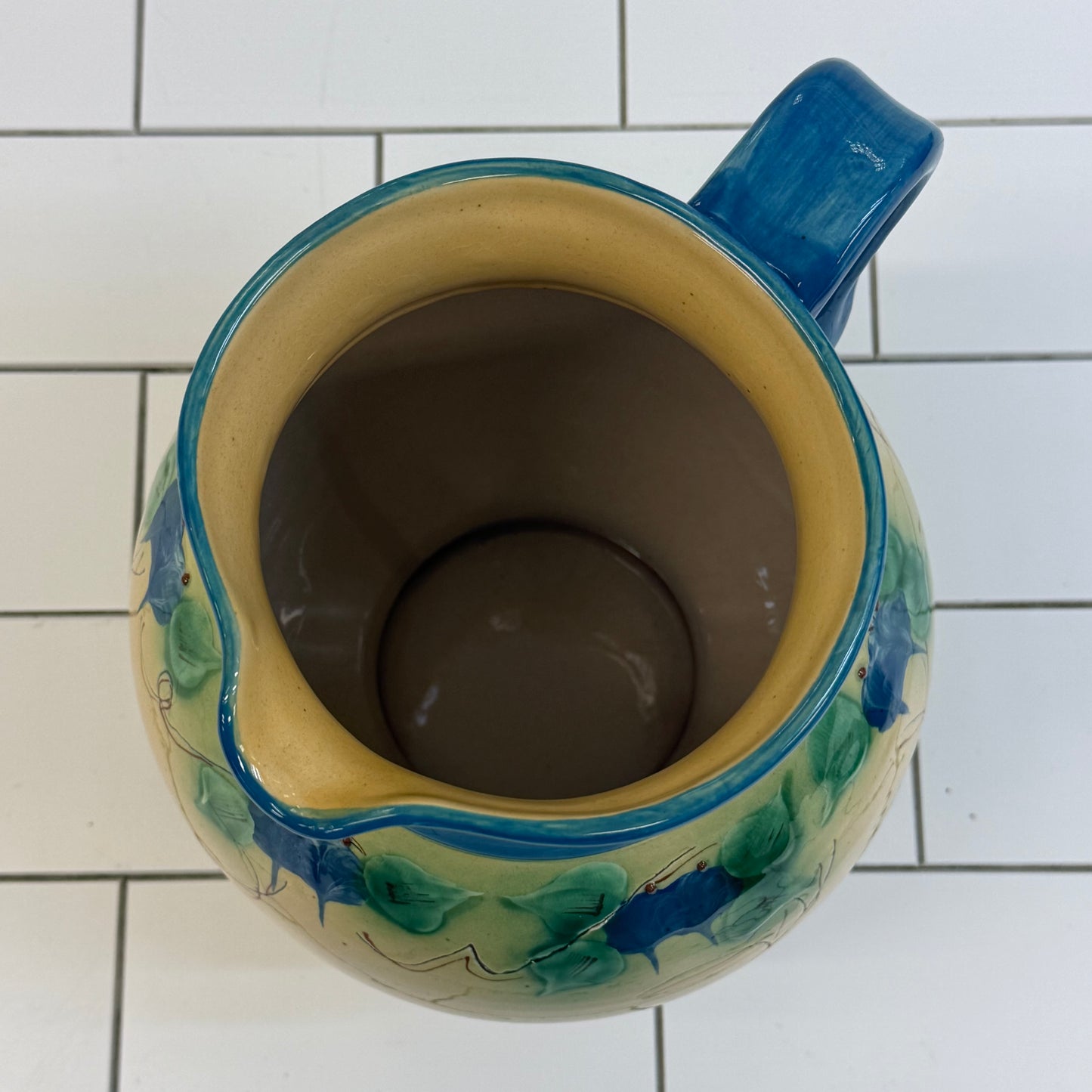Vintage European Style Floral Art Pottery Pitcher, 1920s–1940s