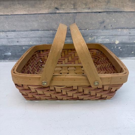Woven Handled Wooden Basket