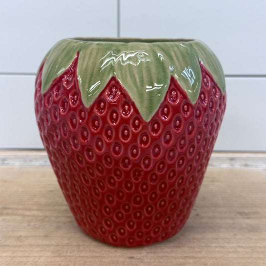 Strawberry Ceramic Planter Cachepot