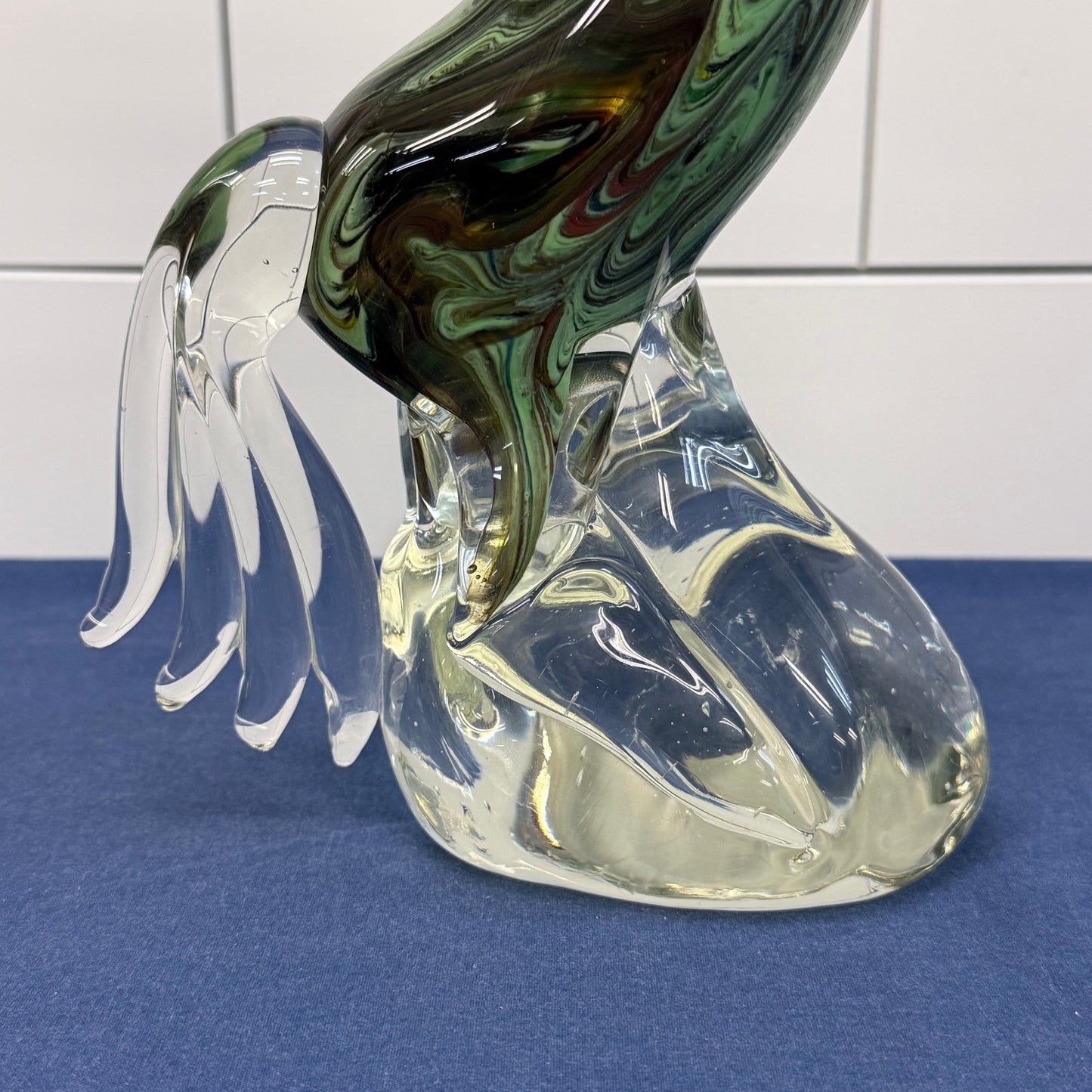 Dynasty Gallery Murano Style Rearing Horse Glass Sculpture 1990s