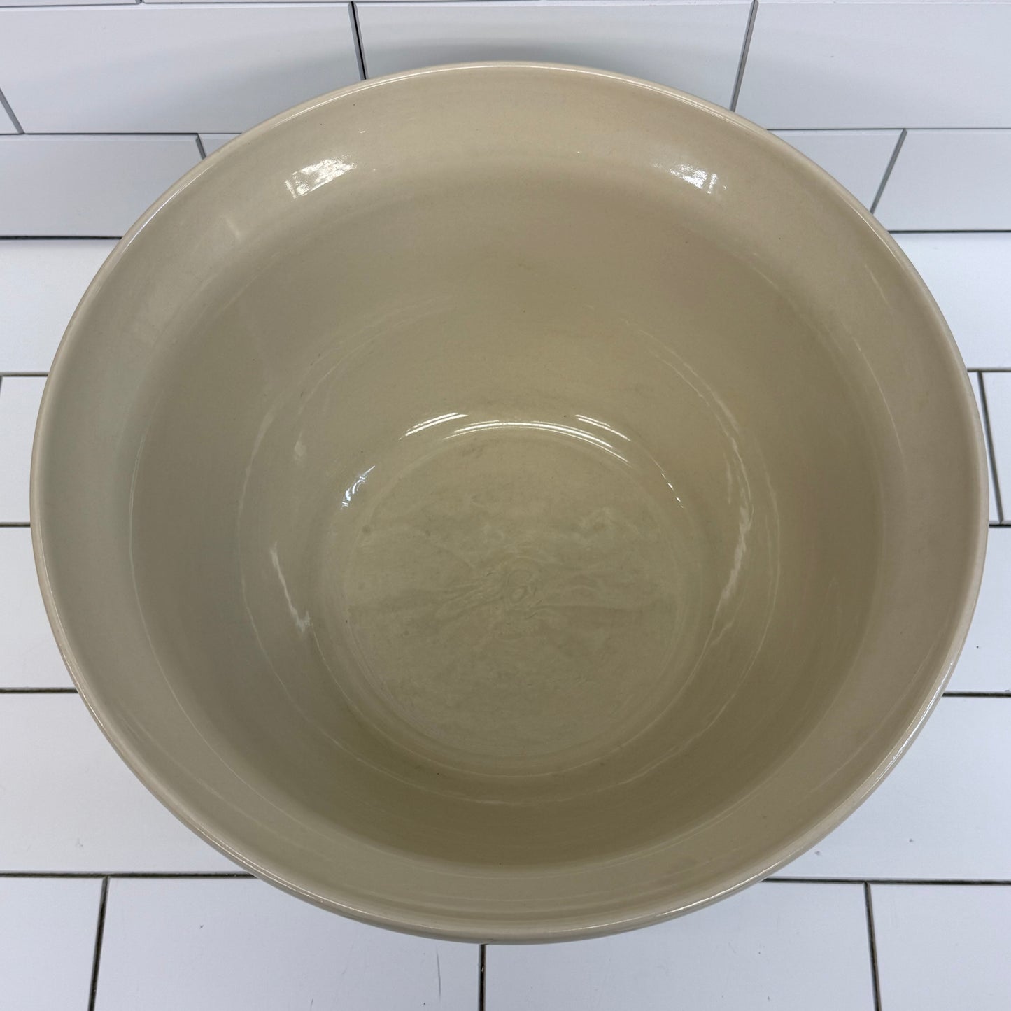 Friendship Pottery Roseville Ohio Blue Band Stoneware Mixing Bowl