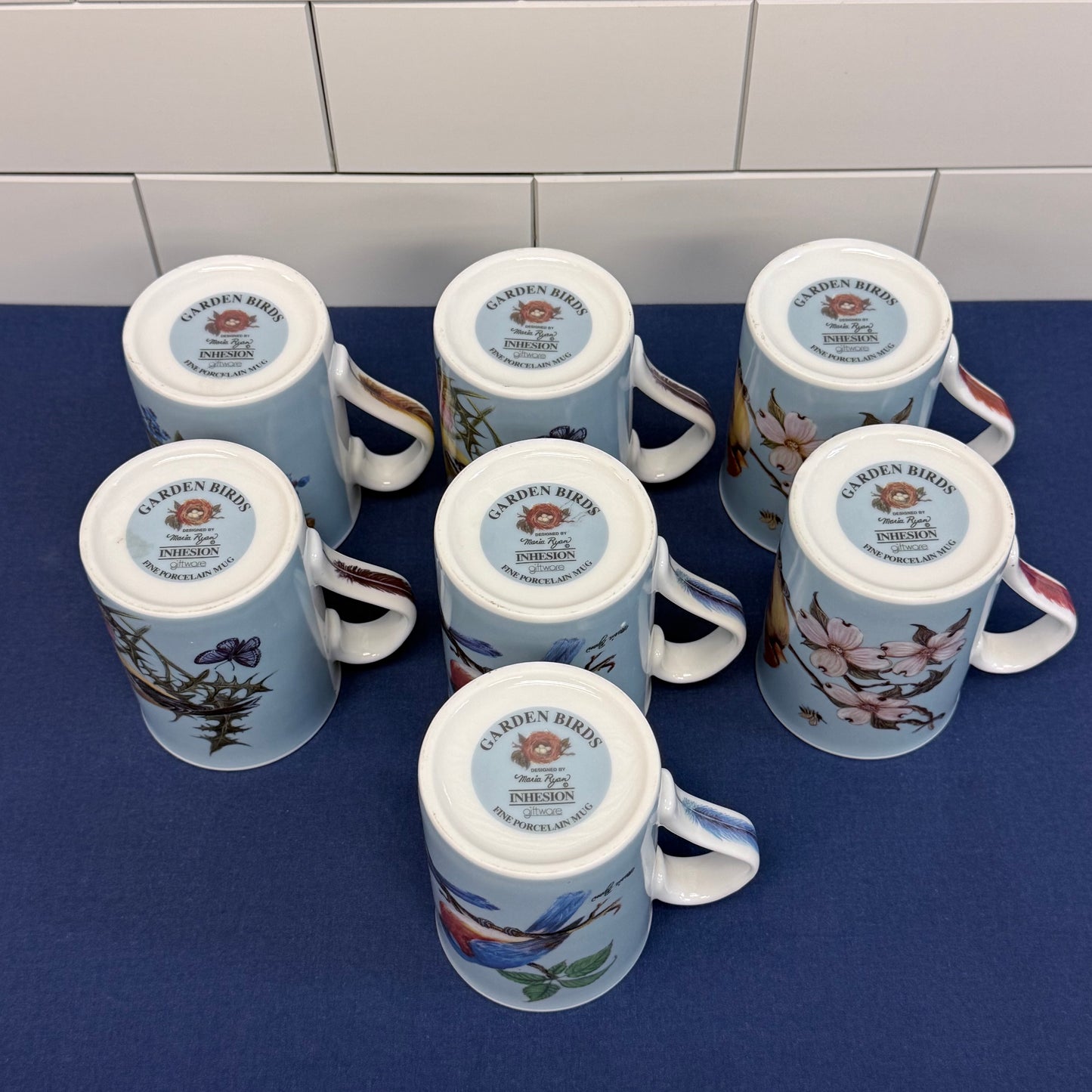 Inhesion Garden Birds Mug Set of 7 by Maria Ryan Porcelain
