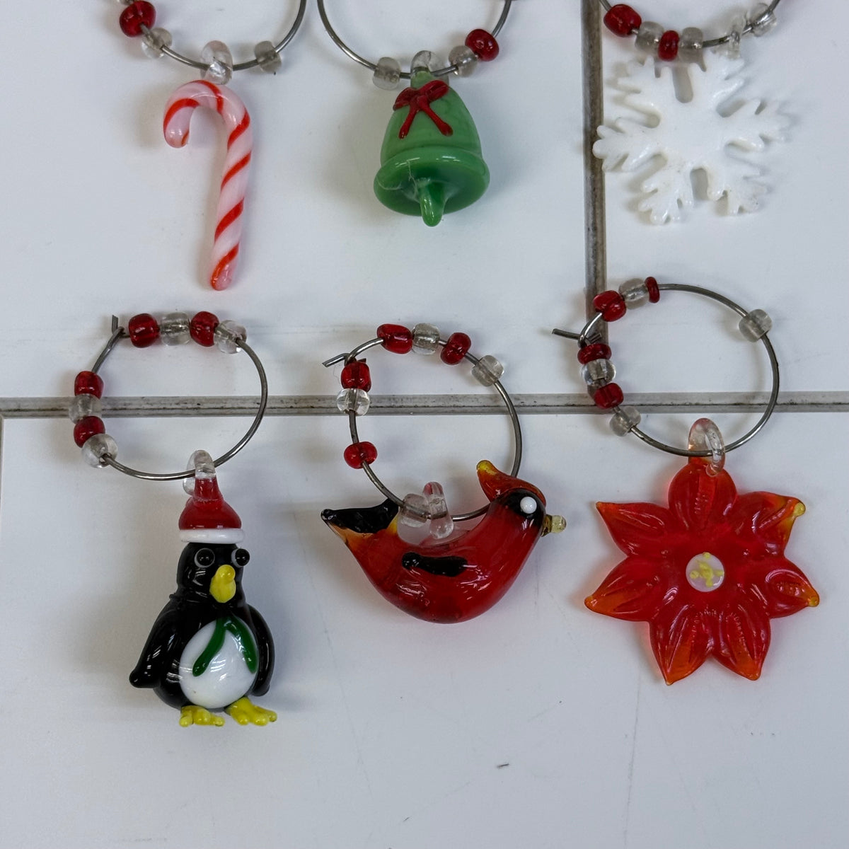 LS Arts Glass Christmas Tree Wine Charm Holder