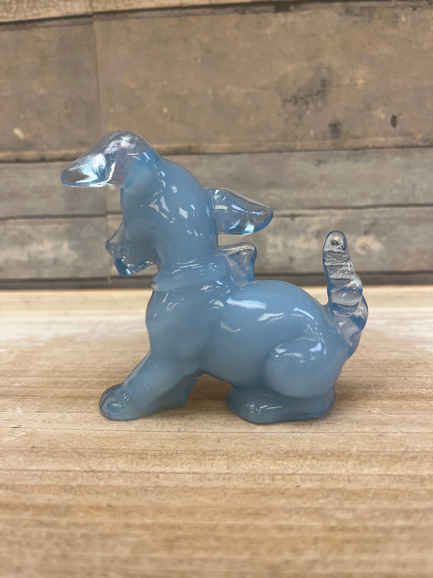 Vintage Boyd Blue Slag Glass Puppy Figurine