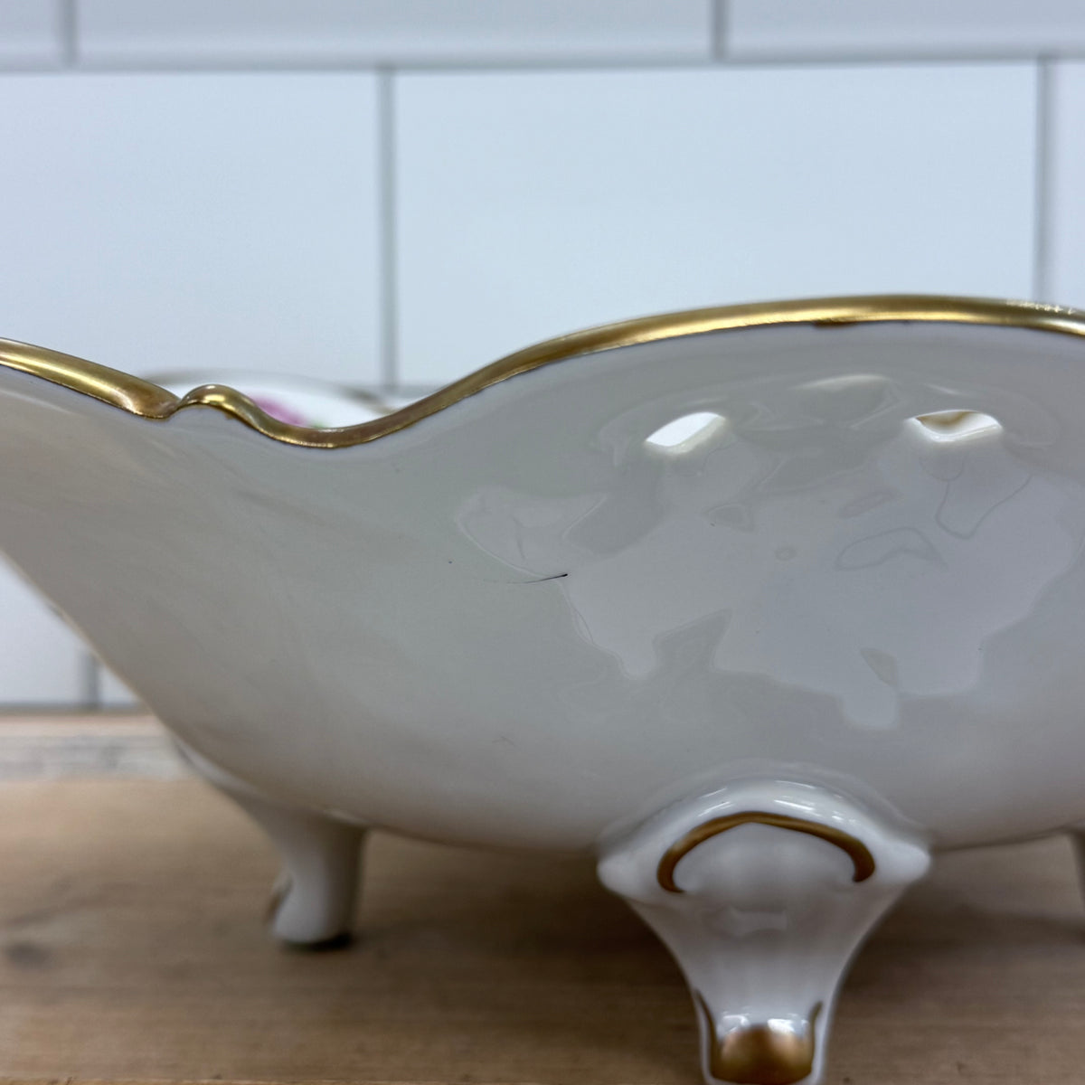 Reichenbach Floral Porcelain Footed Bowl 1970s