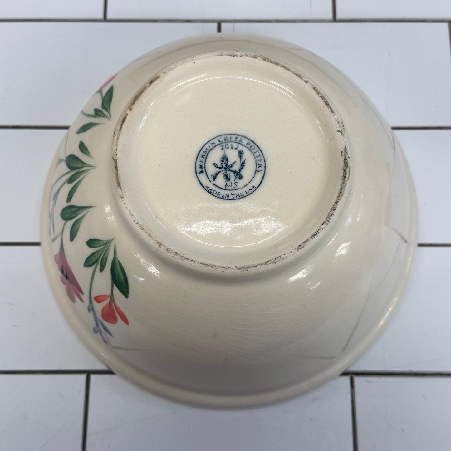 Emerson Creek Pottery Painted Floral Mixing Bowl Ceramic 2012