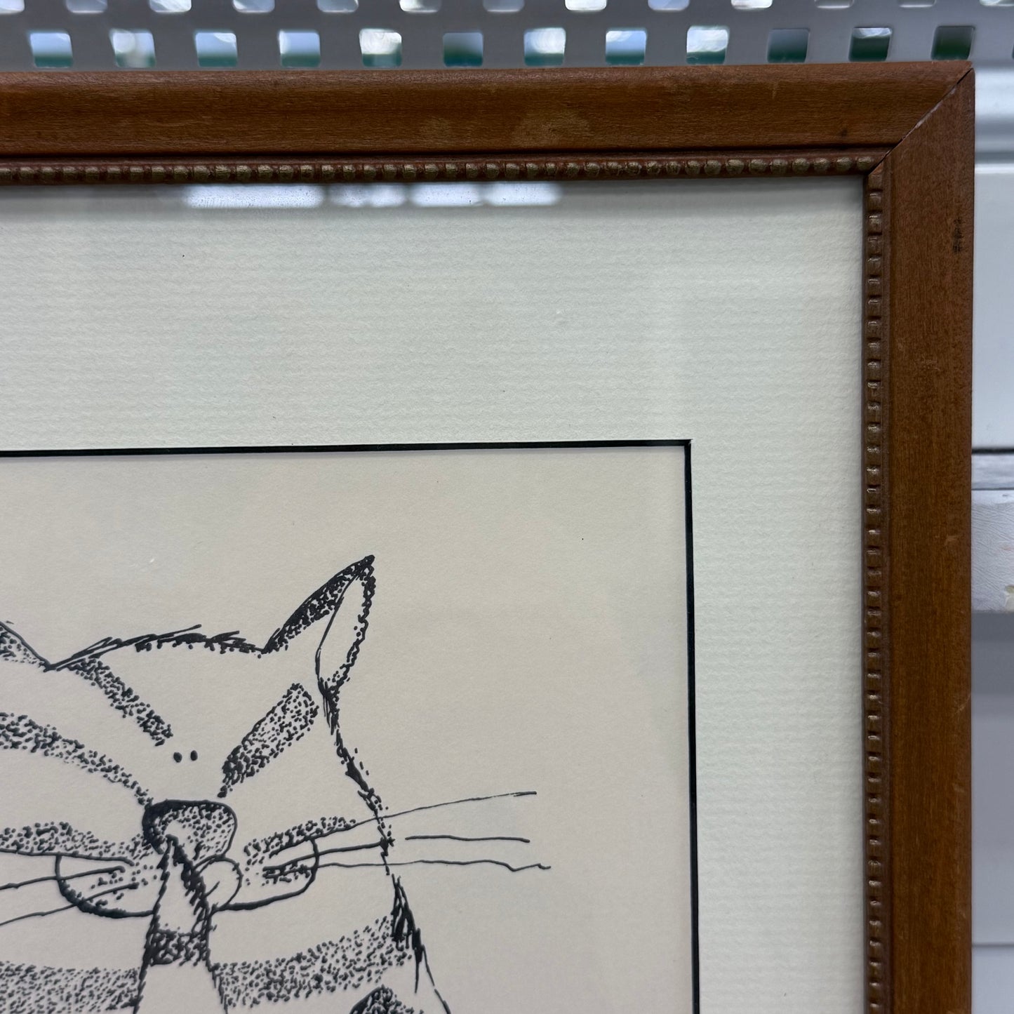 Original Cat Ink Drawing Humorous Quote Folk Art