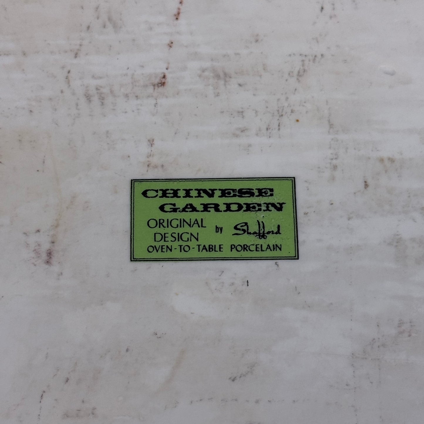 Shafford Chinese Garden Porcelain Baking Dish Japan 1970s