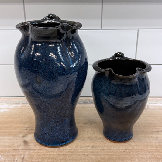 Studio Art Pottery Pitchers Signed Suki Glazed Set of 2