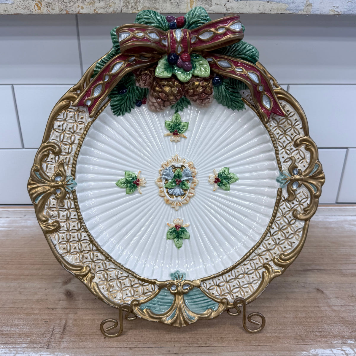 Fitz and Floyd Florentine Christmas Canapé Plates Set of 2