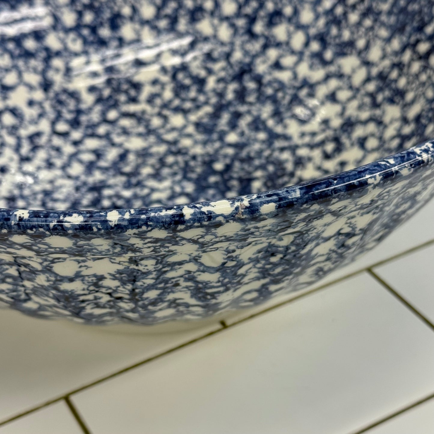 Roma Inc Italian Blue Spongeware Serving Bowl