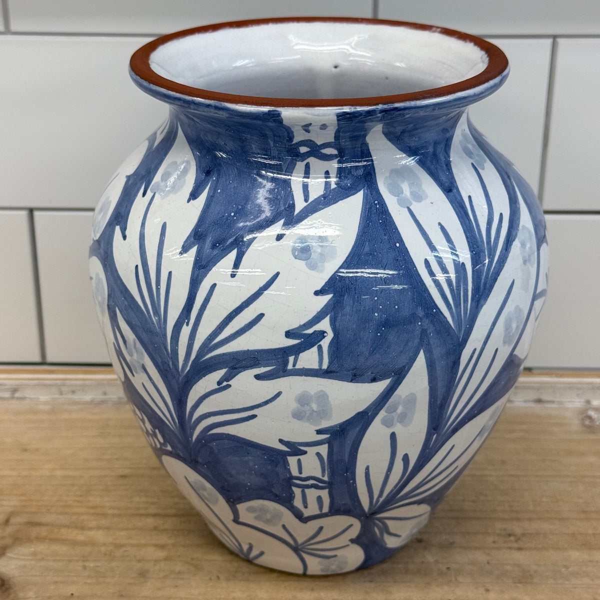 Hand Painted Floral Terracotta Pottery Vase