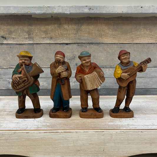 Vintage Syroco Wooden Hobo Musician Figurine - Set of 4, 1944