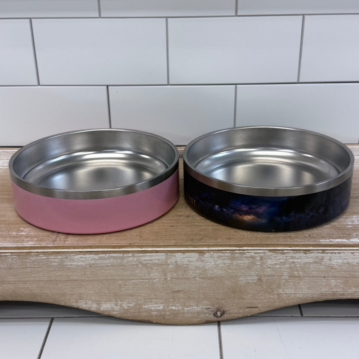 The Coldest Stainless Steel Pet Bowls Set of 2 Galaxy Pink 7”