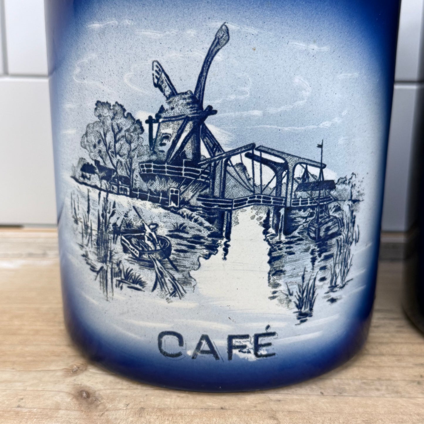 Windmill Enamelware Flour & Coffee Canisters, Set of 2