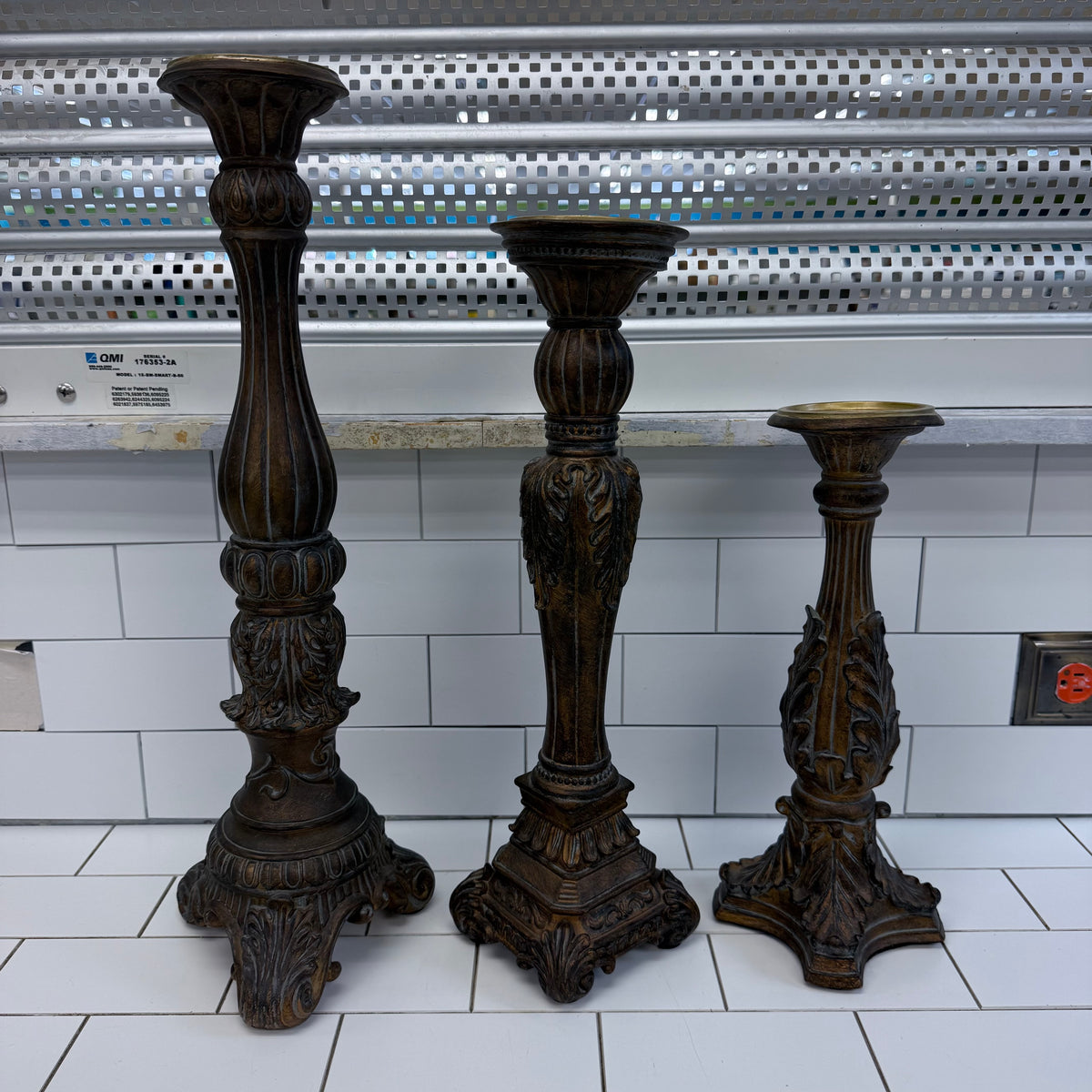 Fitz & Floyd Ornate Pillar Candle Holders Set of 3