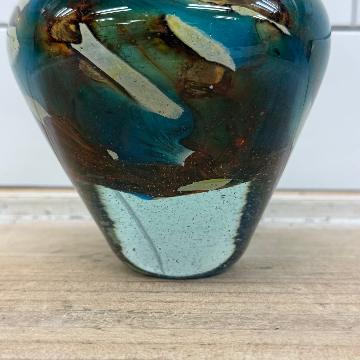 Mdina Style Vase, Hand Blown Art Glass