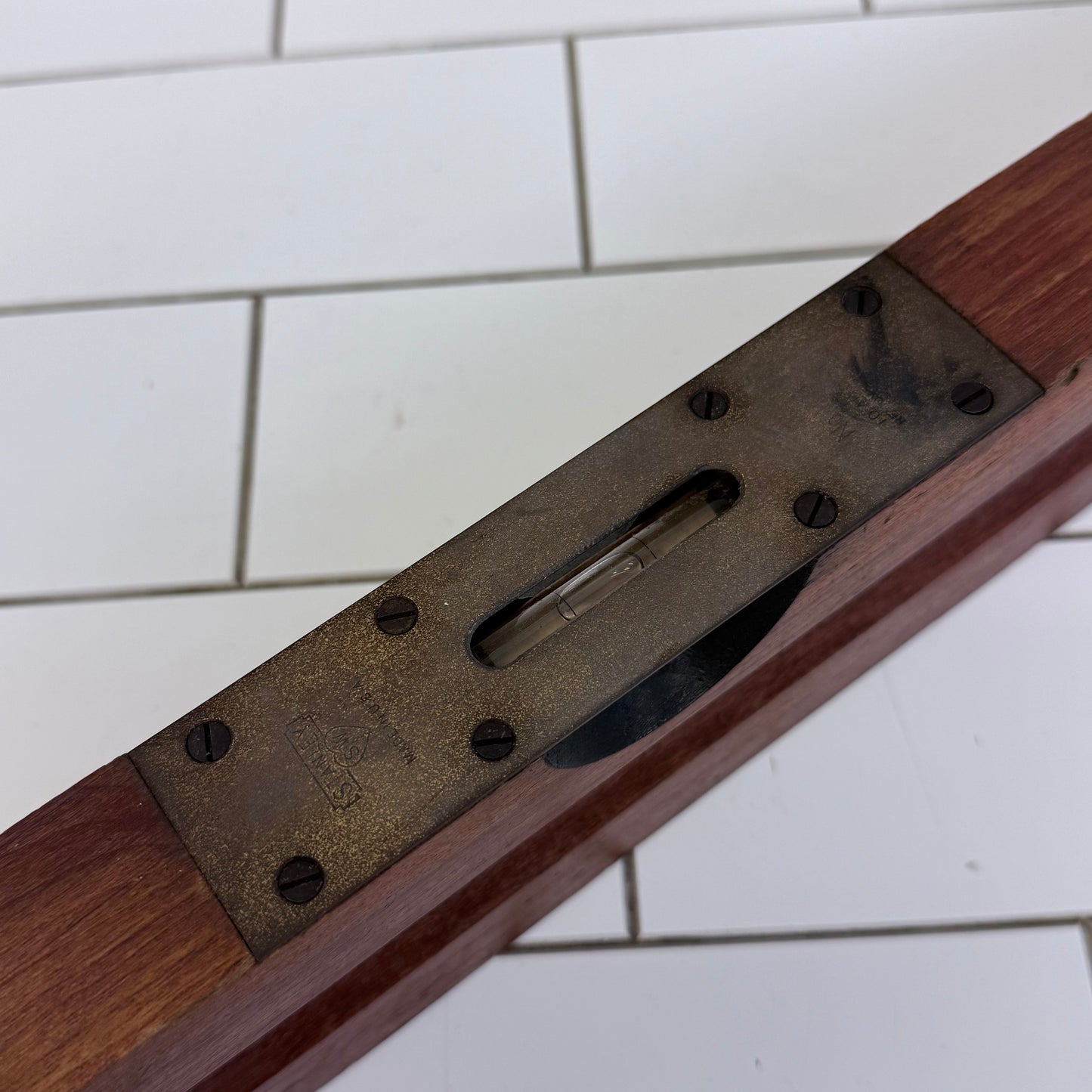 Stanley No. 3 Adjustable Cherry Wood Brass Level 30” 1920s-1930s