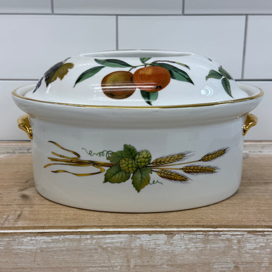 Royal Worcester Evesham Gold Covered Casserole Dish England