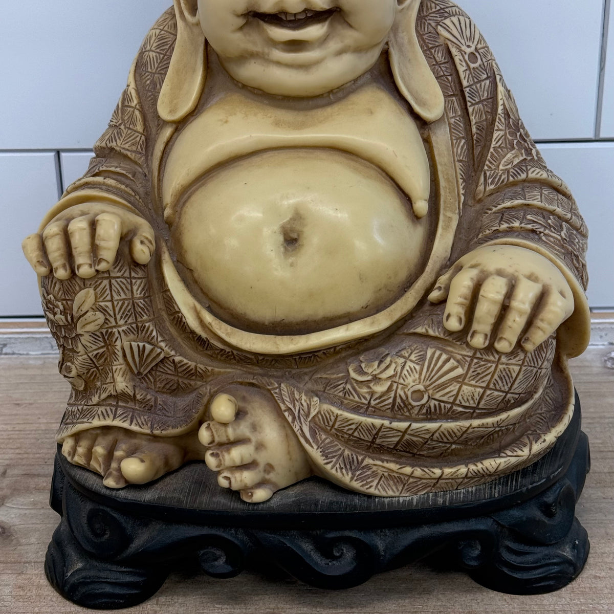 Laughing Buddha Resin Composite Statue Heavy Base