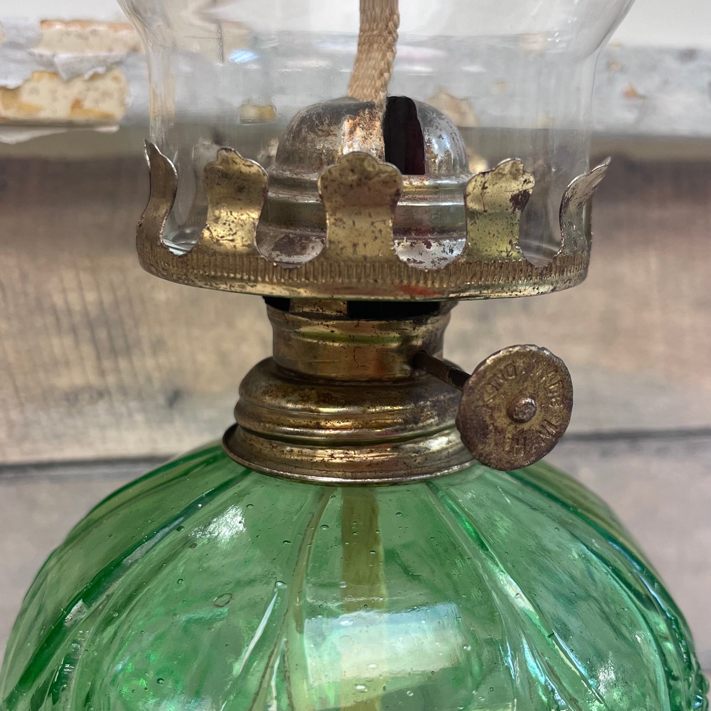Oil Lamp, Embossed Pressed Glass