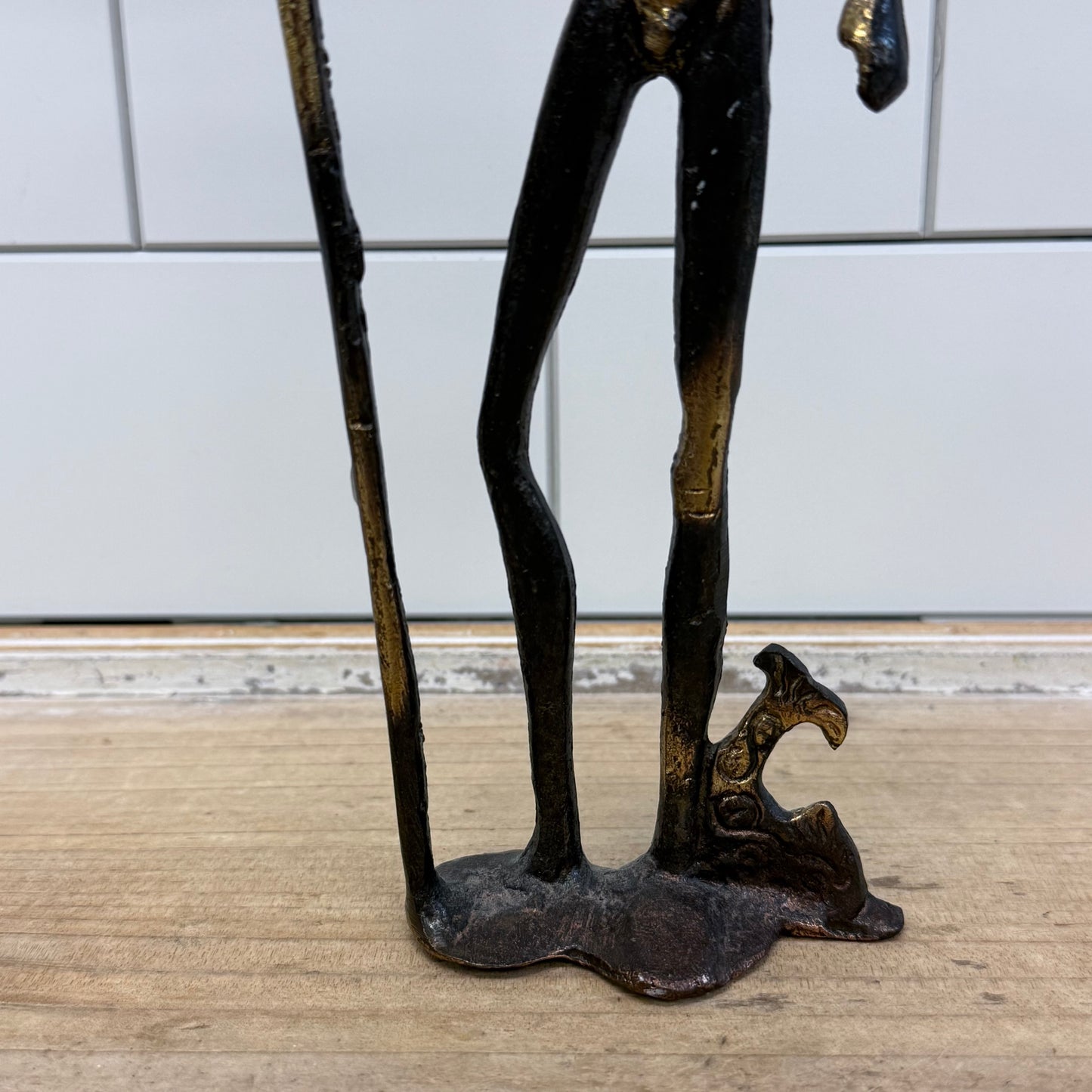 Brutalist Poseidon Bronze Trident Sculpture Figure