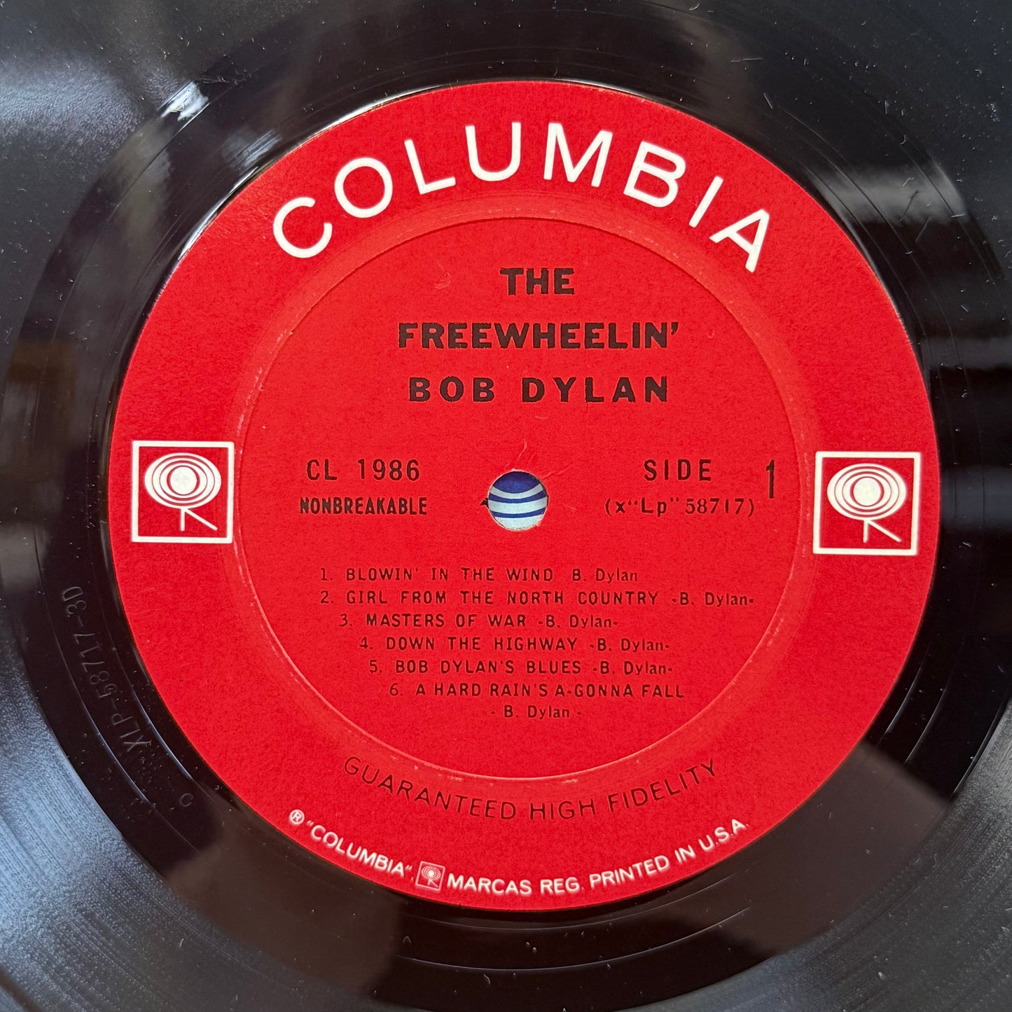 Bob Dylan The Freewheelin' Vinyl Record 1963 #CL1986