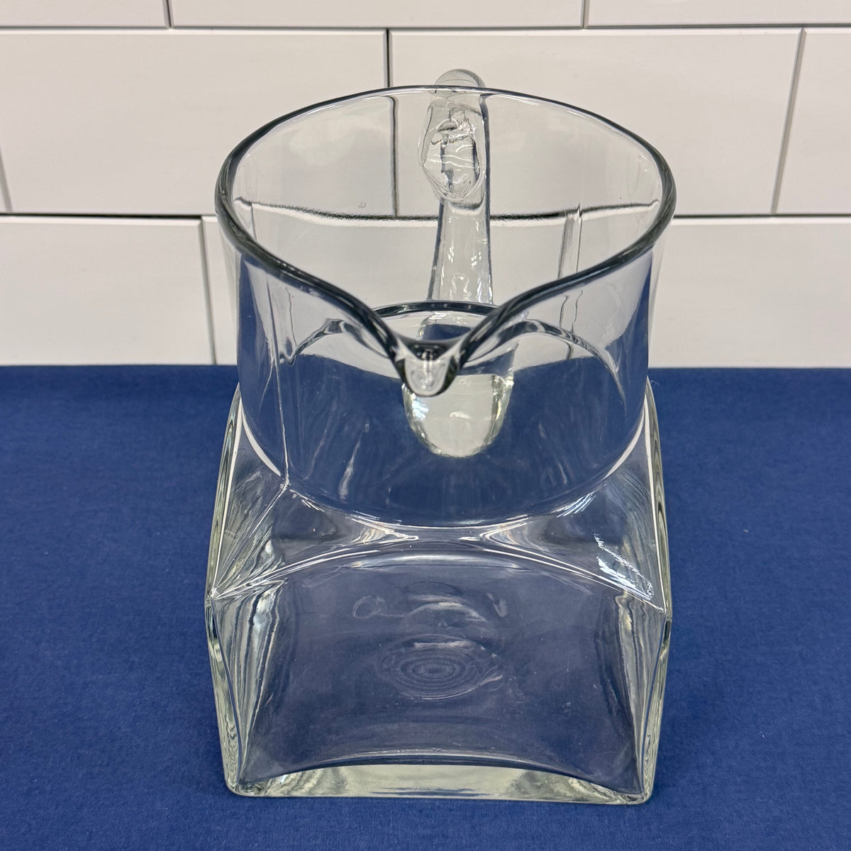 Clear Glass Square Base Pitcher Geometric Water Tea Serving Jug