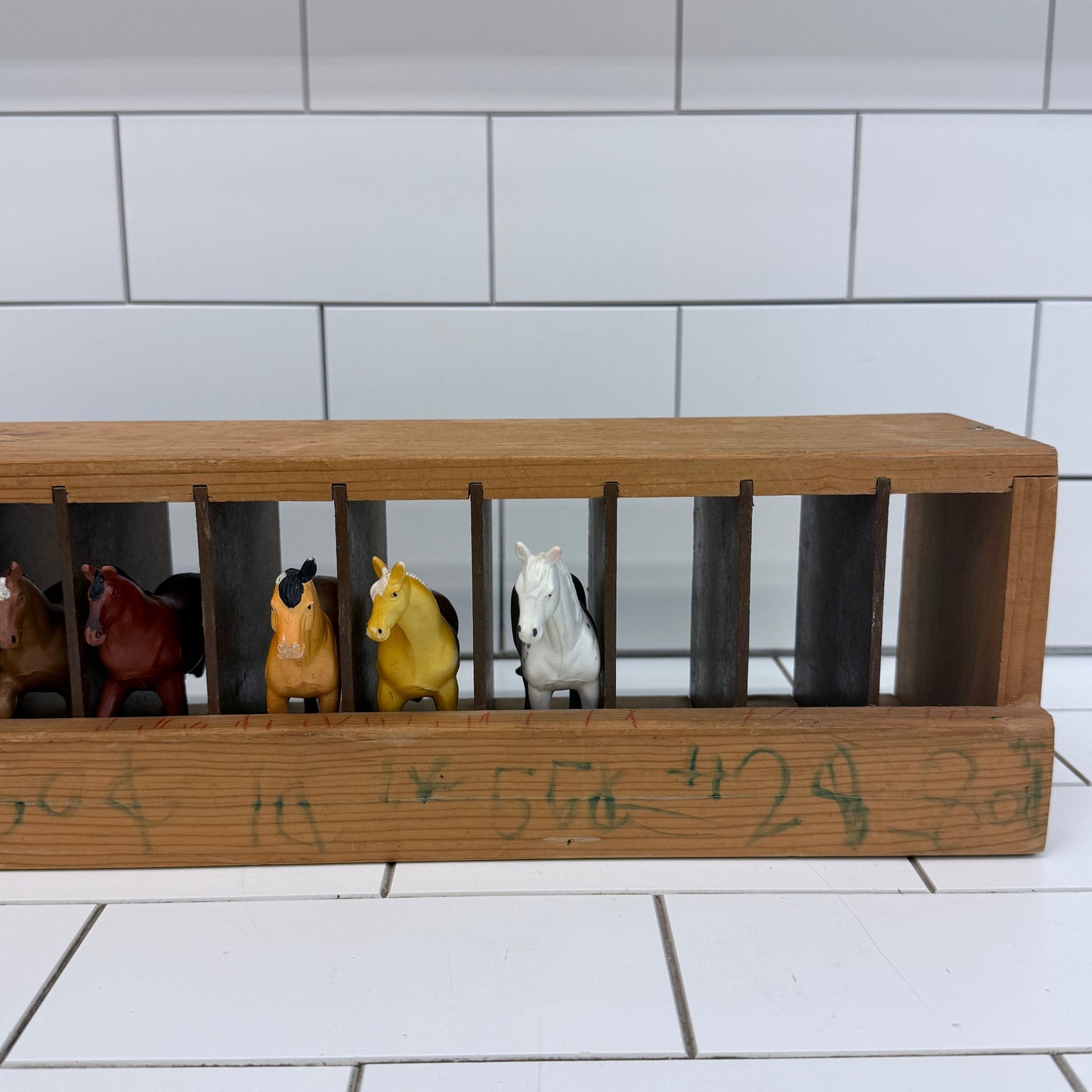 Funrise Toy Horse Figurines with Wooden Stable Set of 7 1988