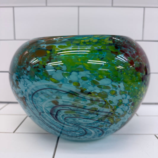 Hand Blown Art Glass Centerpiece Bowl