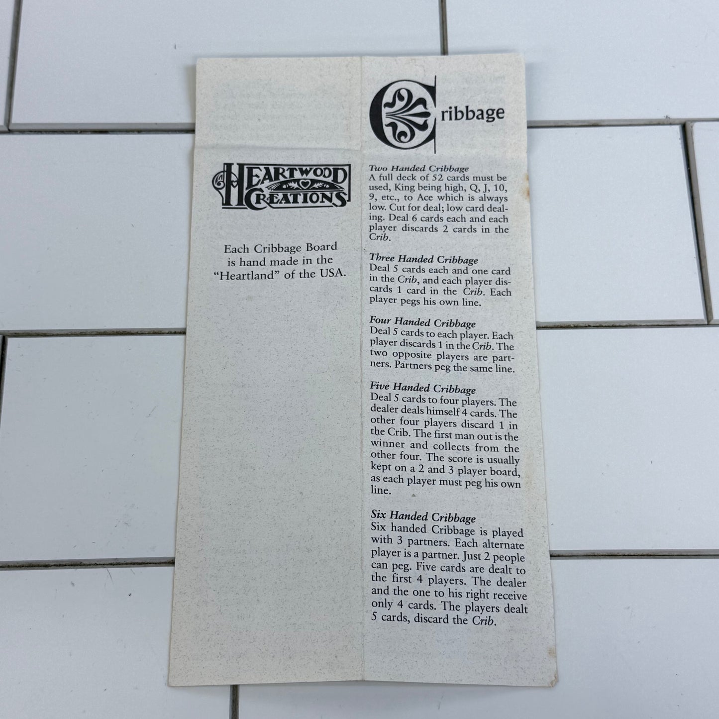 Heartwood Creations Wood Cribbage Board 1980s
