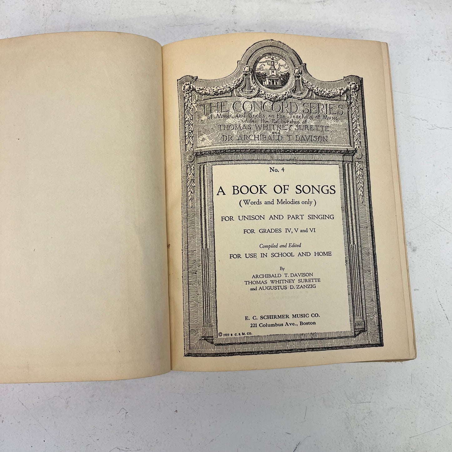 Concord Series No. 4 A Book of Songs, 1924