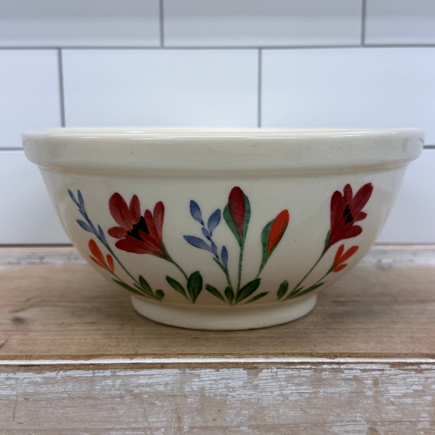 Emerson Creek Pottery Painted Floral Mixing Bowl Ceramic 2012