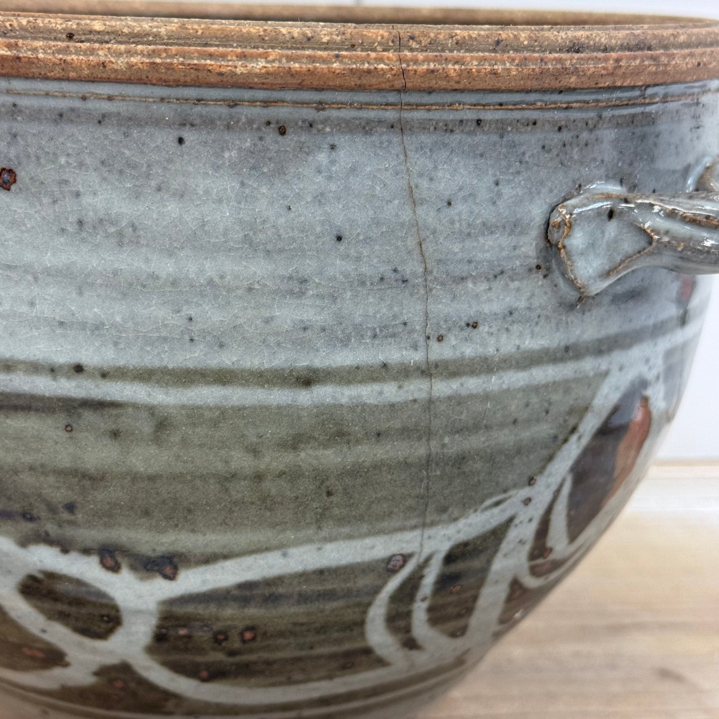 Studio Art Pottery Stoneware Planter Gray Glaze
