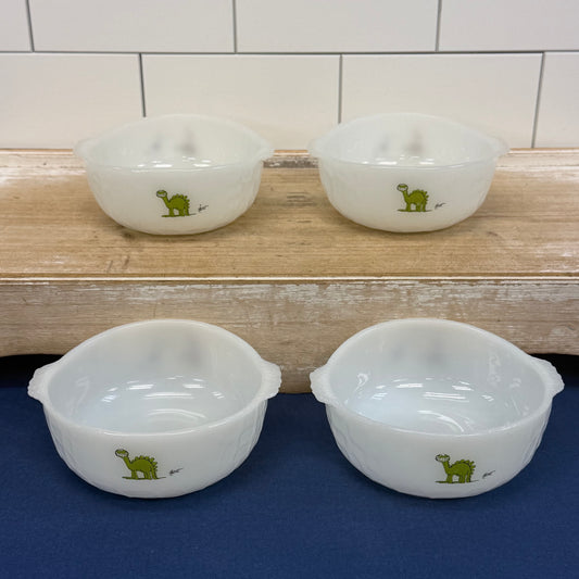 Fire-King B.C. Johnny Hart Milk Glass Cereal Bowls Set of 4