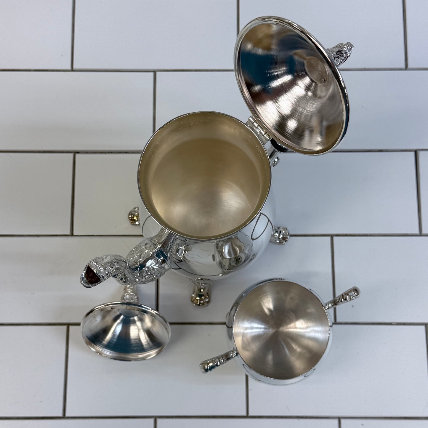 Vintage Silverplate Coffee Tea Service Set with Tray Box