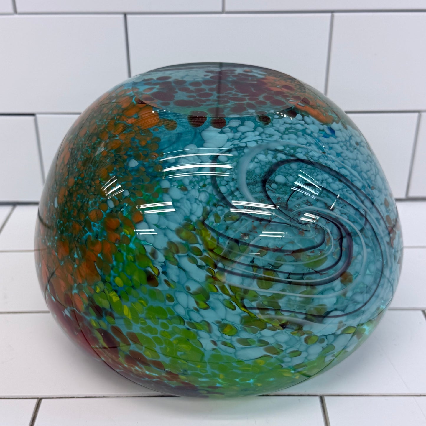 Hand Blown Art Glass Centerpiece Bowl