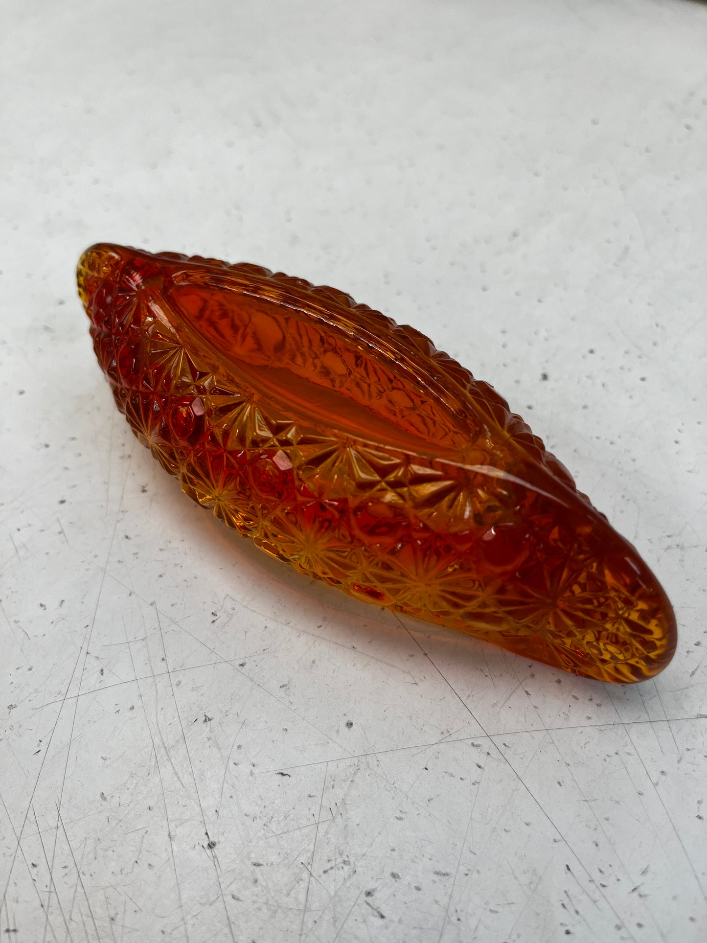 Fenton Amber Glass Canoe, 1960s