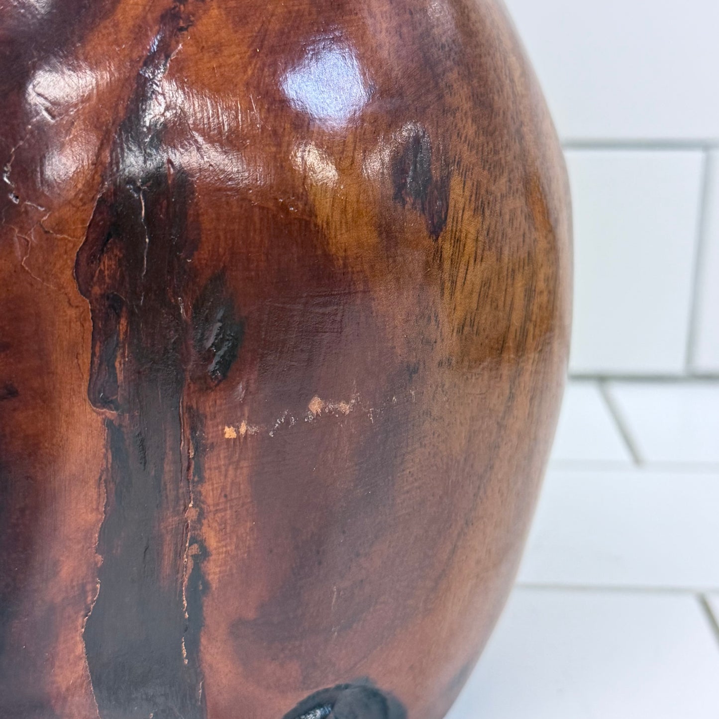 Hand Carved Wooden Bulldog Statue Vintage Hardwood 11”