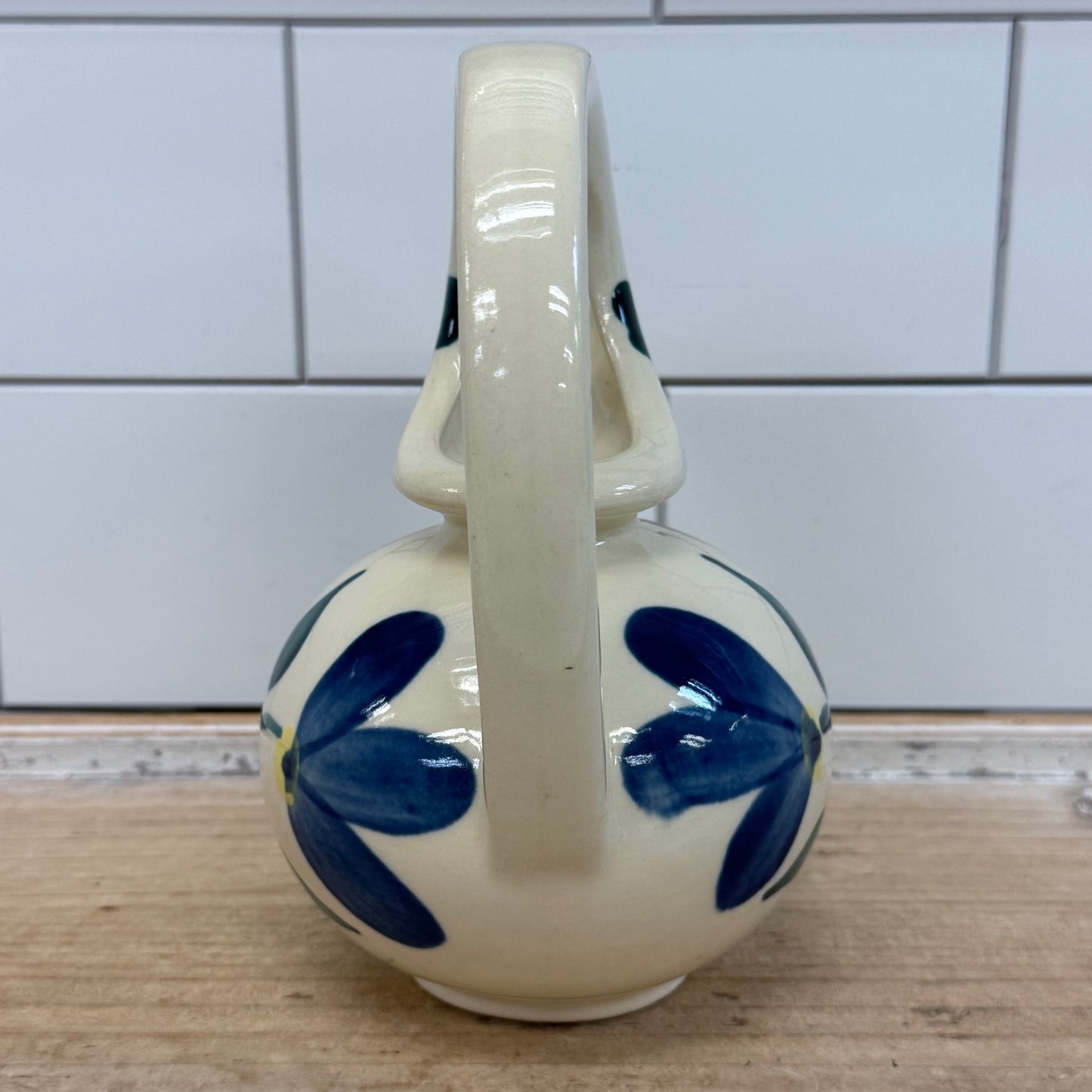 Purinton Slip Ware Floral Honey Syrup Pitcher USA 1950s