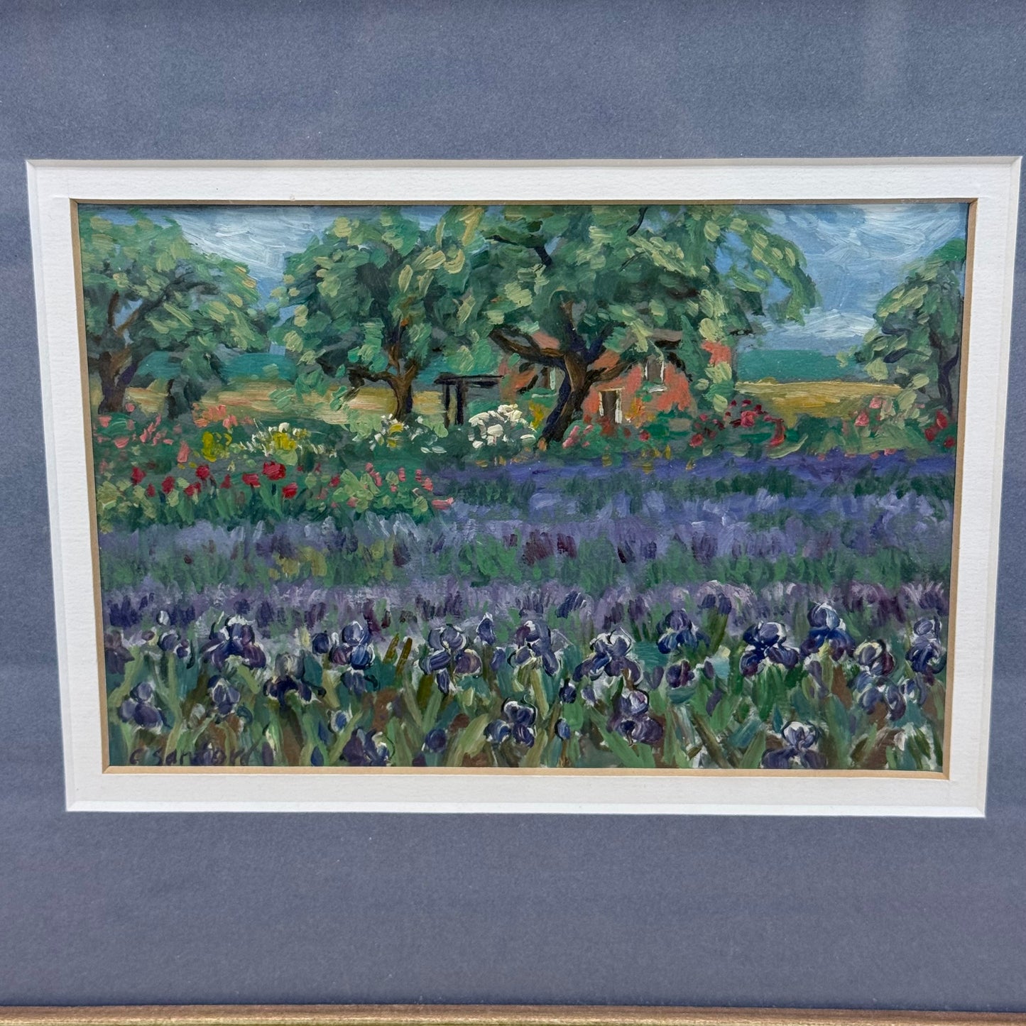 Flower Field Framed Art Print Signed C Sanford
