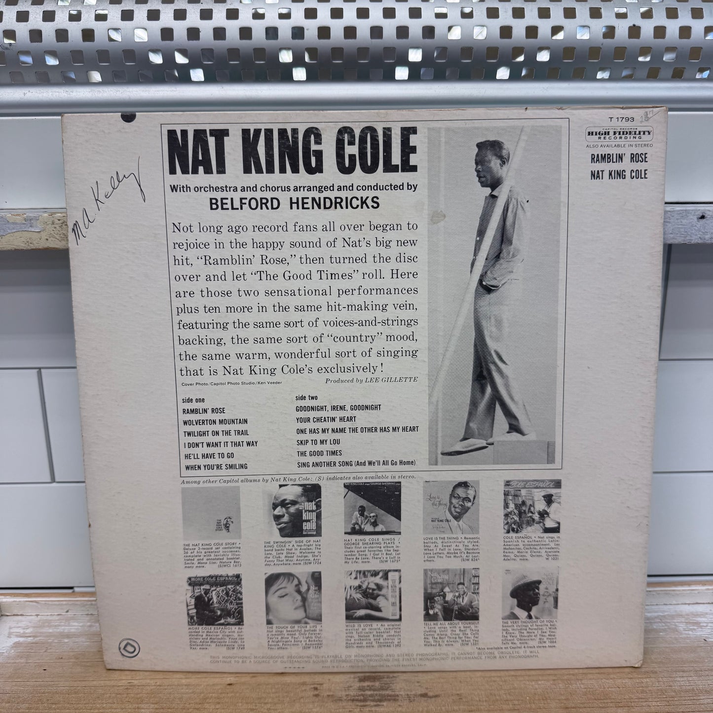 Nat King Cole Ramblin’ Rose Mono Vinyl Record 1962 #T-1793