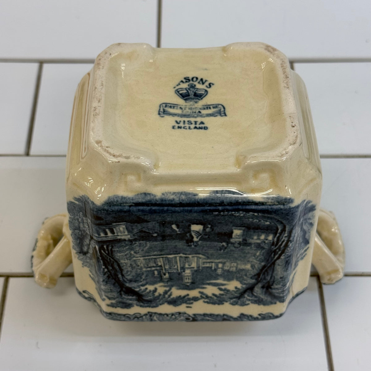 Mason’s Vista Blue Transfer-ware Covered Sugar Bowl