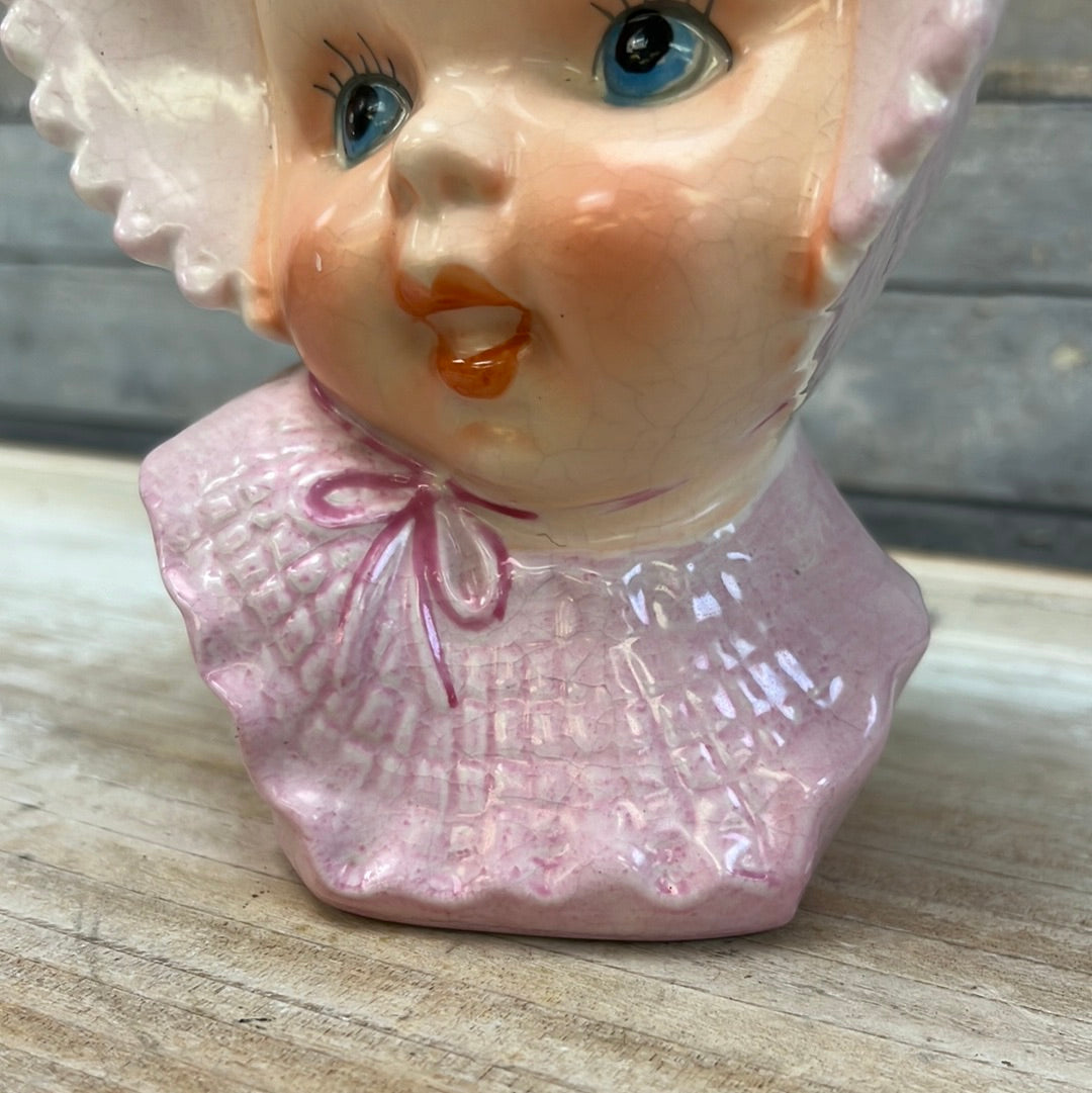 Vintage Baby in Pink Ceramic Vase